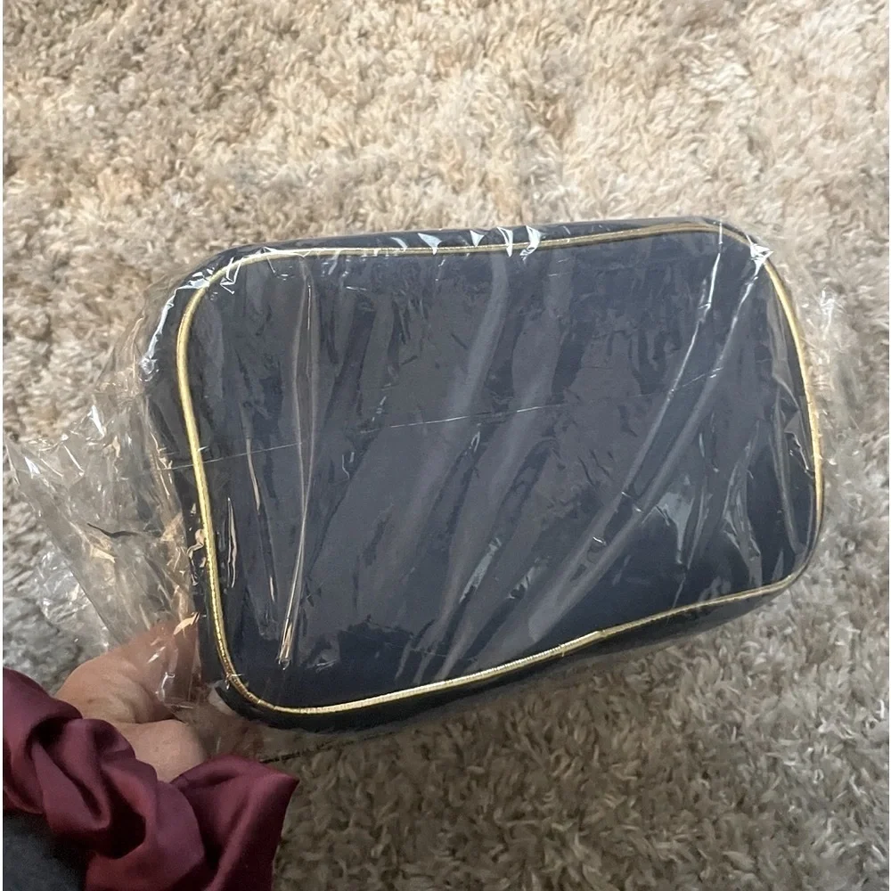 Juicy Couture Navy Velour Juicy and Love Pattern Makeup Train Case